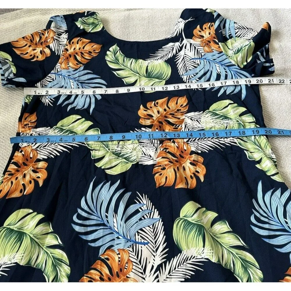 Women’s Midi Back Tie Short Sleeve Dress Size Large NWOT Tropical Boho